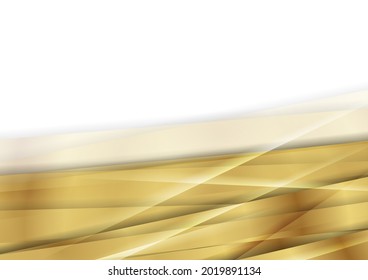 Golden glossy stripes abstract modern geometric vector background