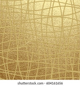 Golden glossy texture. Metal pattern. Abstract gold background