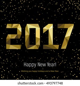 Golden glow 2017 new year background vector illustration. Calendar design typography vector illustration. Postcard design.