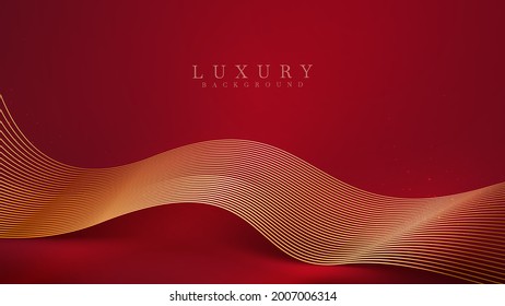 Golden glow curve line background, red luxury scene concept. Illustration from vector about modern template design that feels precious and expensive.