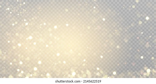 Golden glow effect, glare, explosion, sparkle, sun glare, sparks and stars on transparent background