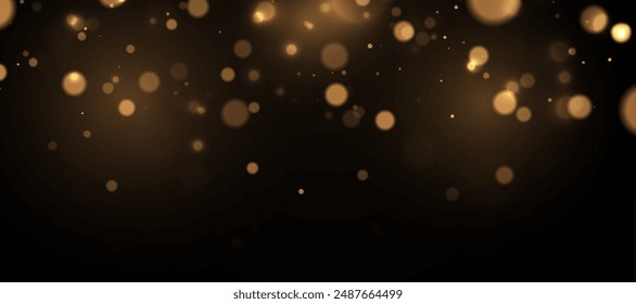 Golden glow effect, glare, explosion, sparkle, sun glare, sparks and stars on transparent background