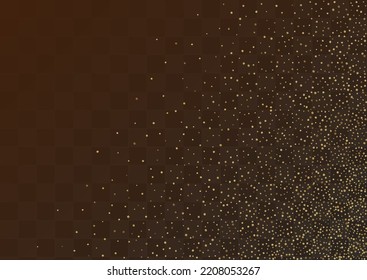 Fondo transparente del vector de efecto brillante dorado. Ilustración De Brillo Festiva. Tarjeta de papel de Polka dorado. Secuenciar textura navideña.