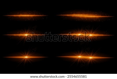 Golden glow effects set. Radiant light streaks, sparkling particles, bright starbursts, warm illumination, abstract lighting design, decorative energy beams, vibrant modern visuals