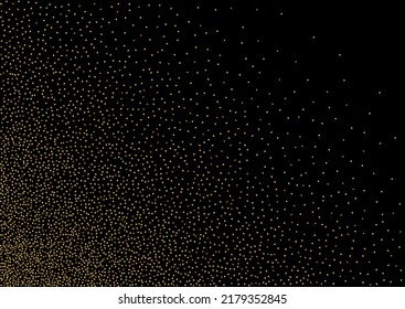 Golden Glow Happy Vector Black Background. Effect Confetti Design. Shiny Circle Glamour Invitation. Sequin Rich Wallpaper.