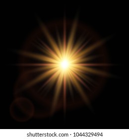 Golden Glow light effect. Star burst with sparkles. Vector illustration