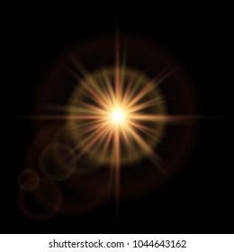 Golden Glow light effect. Star burst with sparkles. Vector illustration