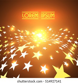 Golden Glow light effect. Star burst with sparkles.