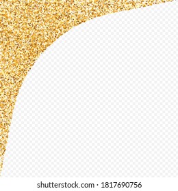 Golden Glow Shiny Transparent Background. Happy Splash Invitation. Yellow Dust Festive Card. Sequin Luxury Wallpaper.