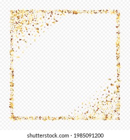 Golden Glow Transparent Transparent Background. Bridal Sequins Card. Gold Confetti Luxury Texture. Glitter Anniversary Backdrop.