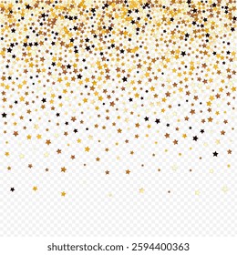 Golden Glow Vector Transparent Background. Shiny Magic Sparkle Illustration. Universe Abstract Template.  Gilded Effect Space Border.