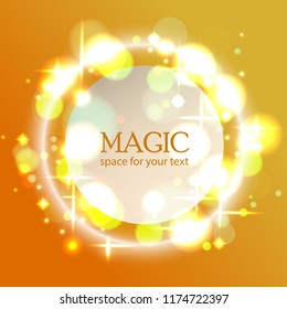 Golden glowing circle. Vector design.