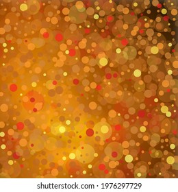 Golden glowing circles. Bokeh elements. Abstract vector illustration.