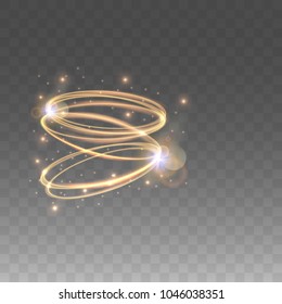 Golden glowing circles. Light effects on isolated background. Vector illustration.