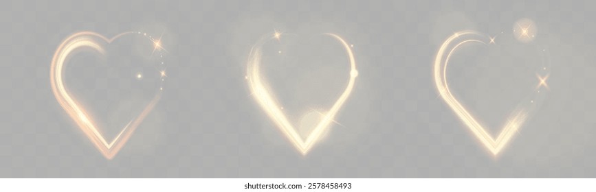 Golden glowing heart shapes, light trails, and "I love you" text in a sparkling calligraphy style on a dark background. Romantic Valentine’s Day design elements with elegant shiny effects and bokeh.	