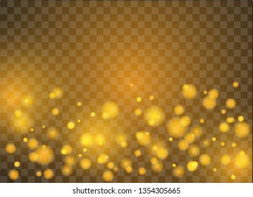 Golden glowing light effect. Sparkling vector background with glow light effect. Golden glitter vector illustration.