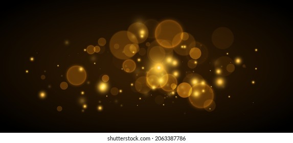 Golden glowing lights effects, abstract magic Illustration. Graphic concept for your design