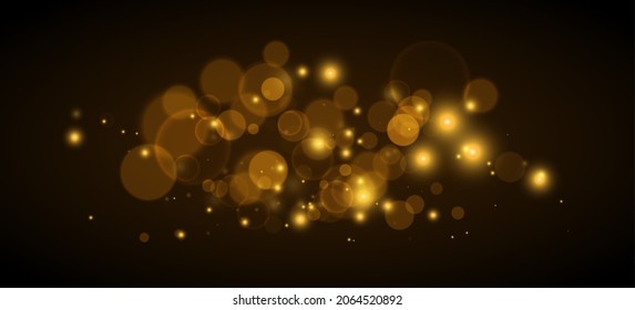 Efectos de las luces brillantes doradas, magia abstracta Ilustración. Concepto gráfico para su diseño