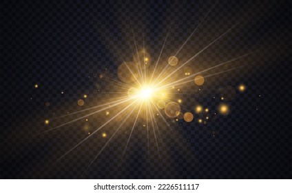 Golden glowing lights effects, abstract magic Illustration. Graphic concept for your design