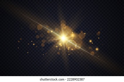 Golden glowing lights effects, abstract magic Illustration. Graphic concept for your design