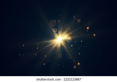 Golden glowing lights effects, abstract magic Illustration. Graphic concept for your design