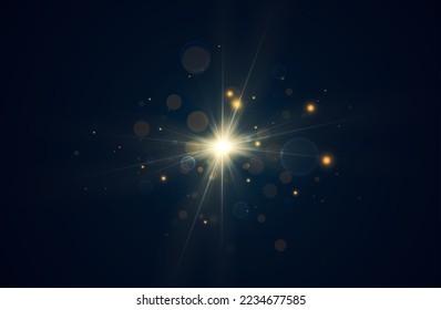 Golden glowing lights effects, abstract magic Illustration. Graphic concept for your design