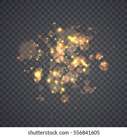 Golden glowing lights effects isolated on transparent background, abstract magic Illustration