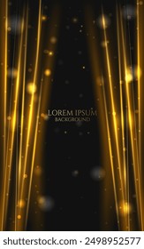 golden glowing lines digital geometric modern and dark luxury background element and cover design,vector illustration creative  award banner.