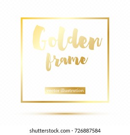 Golden Glowing Magic Square Frame on Transparent Background. Vector Illustration.