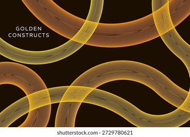 Construcciones de malla brillante de oro sobre fondo oscuro para Anuncios de Sitio web de Fondos de pantalla de escritorio y presentaciones digitales de lujo
