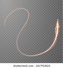 Golden glowing shiny lines effect vector background. EPS10. Abstract light speed motion effect. Shiny wavy trail. Light painting. Light trail. Vector eps10.