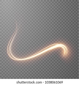 Golden glowing shiny lines effect vector background. EPS10. Abstract light speed motion effect. Shiny wavy trail. Light painting. Light trail. Vector eps10.