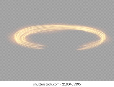 Golden glowing shiny lines effect vector background. Luminous white lines of speed. Light glowing effect. Light trail wave, fire path trace line and incandescence curve twirl.