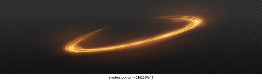 Golden glowing shiny lines effect vector background. Luminous white lines of speed. Light glowing effect. Light trail wave, fire path trace line and incandescence curve twirl.