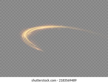 Golden glowing shiny lines effect vector background. Luminous white lines of speed. Light glowing effect. Light trail wave, fire path trace line and incandescence curve twirl.