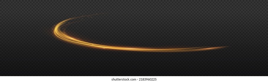 Golden glowing shiny lines effect vector background. Luminous white lines of speed. Light glowing effect. Light trail wave, fire path trace line and incandescence curve twirl.