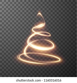 Golden glowing shiny spiral lines effect vector background. EPS10. Abstract light speed motion effect. Shiny wavy trail. Light painting. Light trail. Vector eps10.