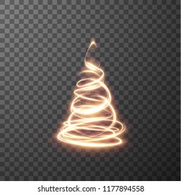Golden glowing shiny spiral lines effect vector background. EPS10. Abstract light speed motion effect. Shiny wavy trail. Light painting. Light trail. Vector eps10.