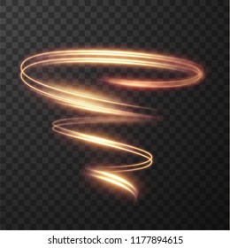 Golden glowing shiny spiral lines effect vector background  EPS10  Abstract light speed motion effect  Shiny wavy trail  Light painting  Light trail  Vector eps10 