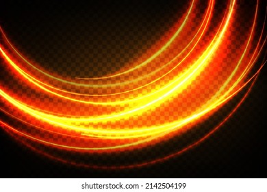 Golden glowing shiny spiral lines effect vector background. EPS10. Abstract light speed motion effect. Shiny wavy trail. Light painting. Light trail. Vector eps10.
