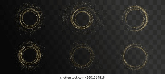 golden glowing sparkle circle with shiny light effects and glittering dust. Perfect for luxury designs, Christmas decorations, festive celebrations, magic flares, and elegant abstract backgrounds. Vek