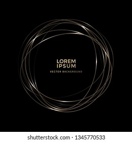 Golden glowing spiral light line Vector, Eclipse background, Circular light effect 