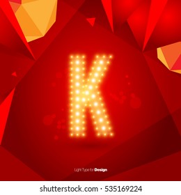 Golden Glowing Vector Font on Red Background