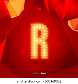Golden Glowing Vector Font on Red Background