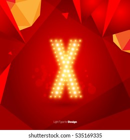 Golden Glowing Vector Font on Red Background