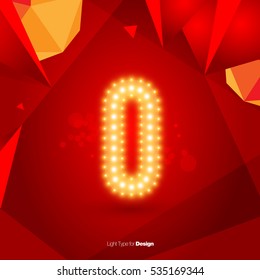 Golden Glowing Vector Font on Red Background