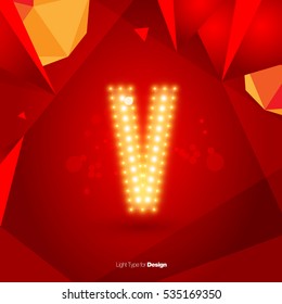 Golden Glowing Vector Font on Red Background