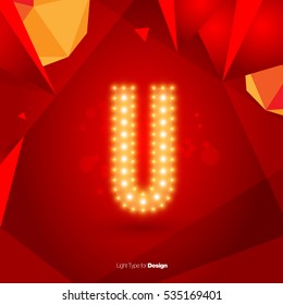 Golden Glowing Vector Font on Red Background