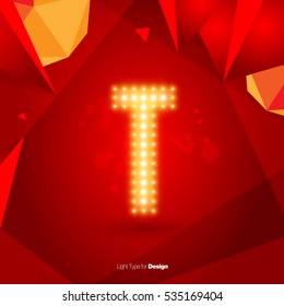 Golden Glowing Vector Font on Red Background