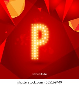 Golden Glowing Vector Font on Red Background